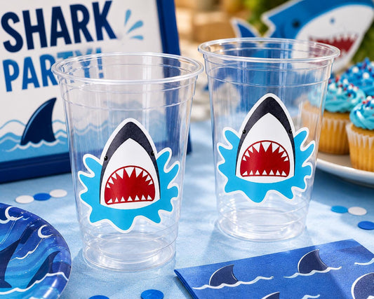 SHARK PARTY CUPS - Shark Treat Cups Shark Birthday Cups Shark Birthday Party Cups Shark Party Favors Shark Party Supplies Shark Decorations