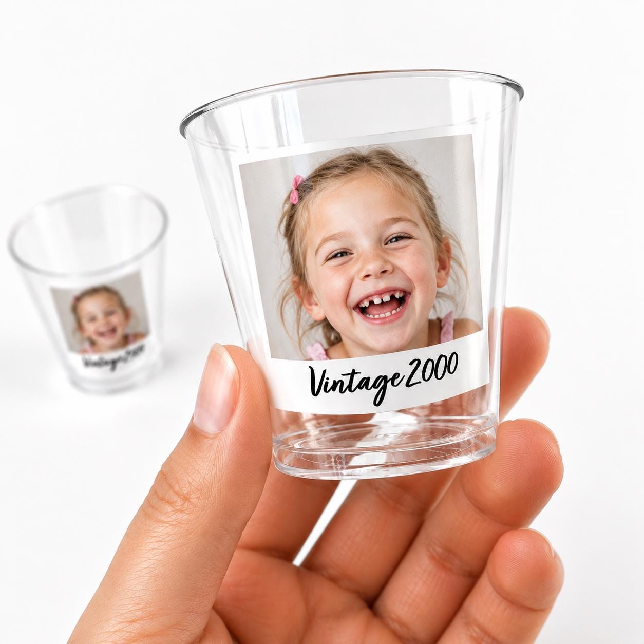 Custom Photo Shot Glasses 5oz Personalized Plastic Cocktail Cups– Add Your Photo & Text for Birthday Party Bachelorette Bachelor Bridal Cups