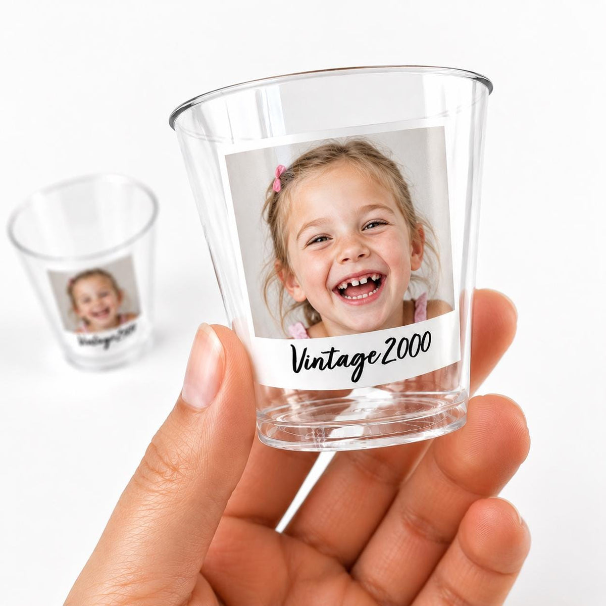 Custom Photo Shot Glasses 5oz Personalized Plastic Cocktail Cups– Add Your Photo & Text for Birthday Party Bachelorette Bachelor Bridal Cups