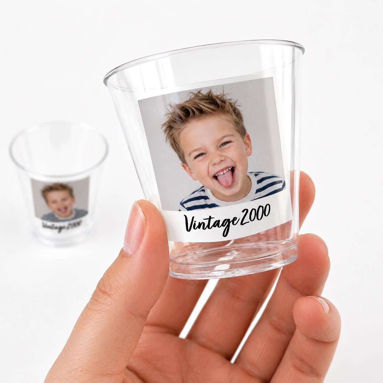 Custom Photo Shot Glasses 5oz Personalized Plastic Cocktail Cups– Add Your Photo & Text for Birthday Party Bachelorette Bachelor Bridal Cups