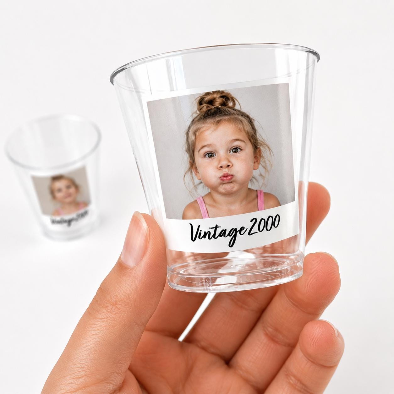 Custom Photo Shot Glasses 5oz Personalized Plastic Cocktail Cups– Add Your Photo & Text for Birthday Party Bachelorette Bachelor Bridal Cups