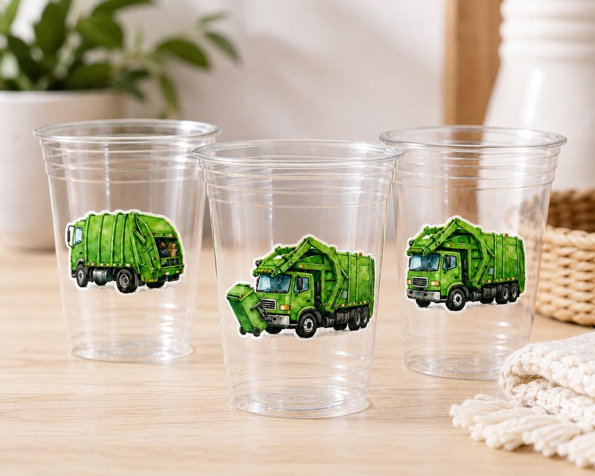 GARBAGE TRUCK PARTY Cups - Garbage Truck Treat Cups Garbage Truck Party Favors Garbage Truck Birthday Favors Trash Garbage Birthday