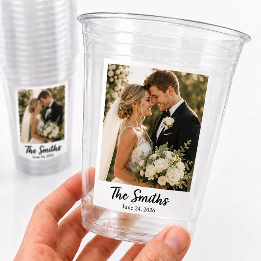 Custom Wedding Cups Custom Plastic Cups Personalized Wedding Cups Custom Engagement Cups Wedding Photo Cups Engagement Party Cups Favors