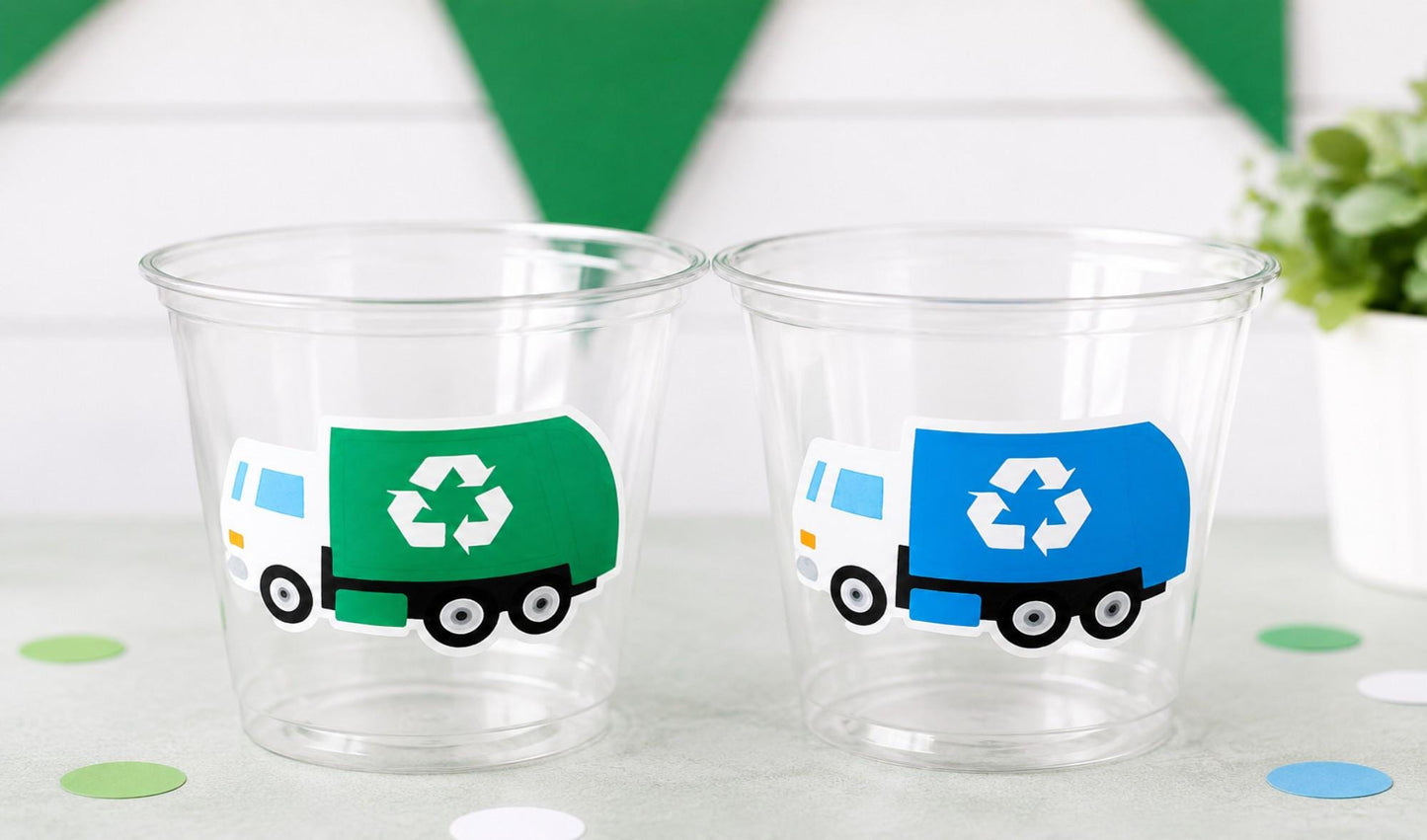 GARBAGE TRUCK PARTY Cups - Garbage Truck Treat Cups Garbage Truck Party Favors Garbage Truck Birthday Favors Trash Garbage Birthday Recycle