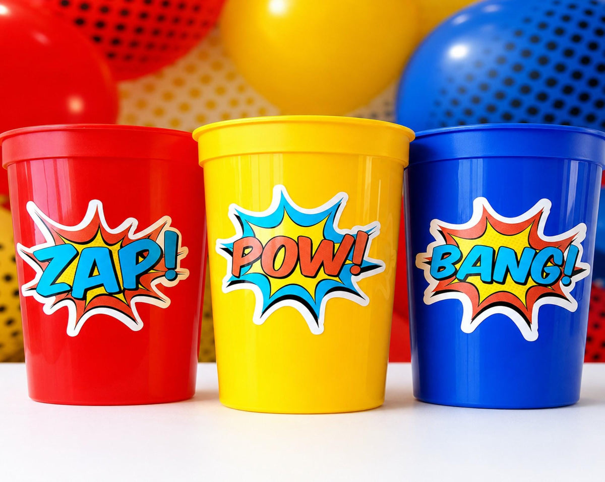 SUPERHERO PARTY CUPS - Superhero Cups Superhero Birthday Superhero Party Superhero Decorations Superhero Party Favors Superhero Cup Favors