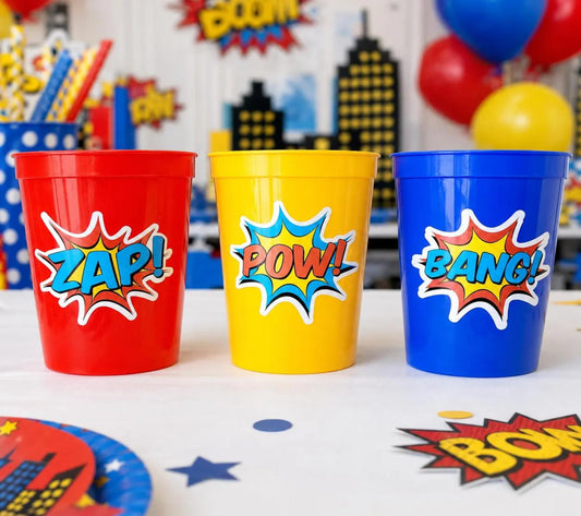 SUPERHERO PARTY CUPS - Superhero Cups Superhero Birthday Superhero Party Superhero Decorations Superhero Party Favors Superhero Cup Favors