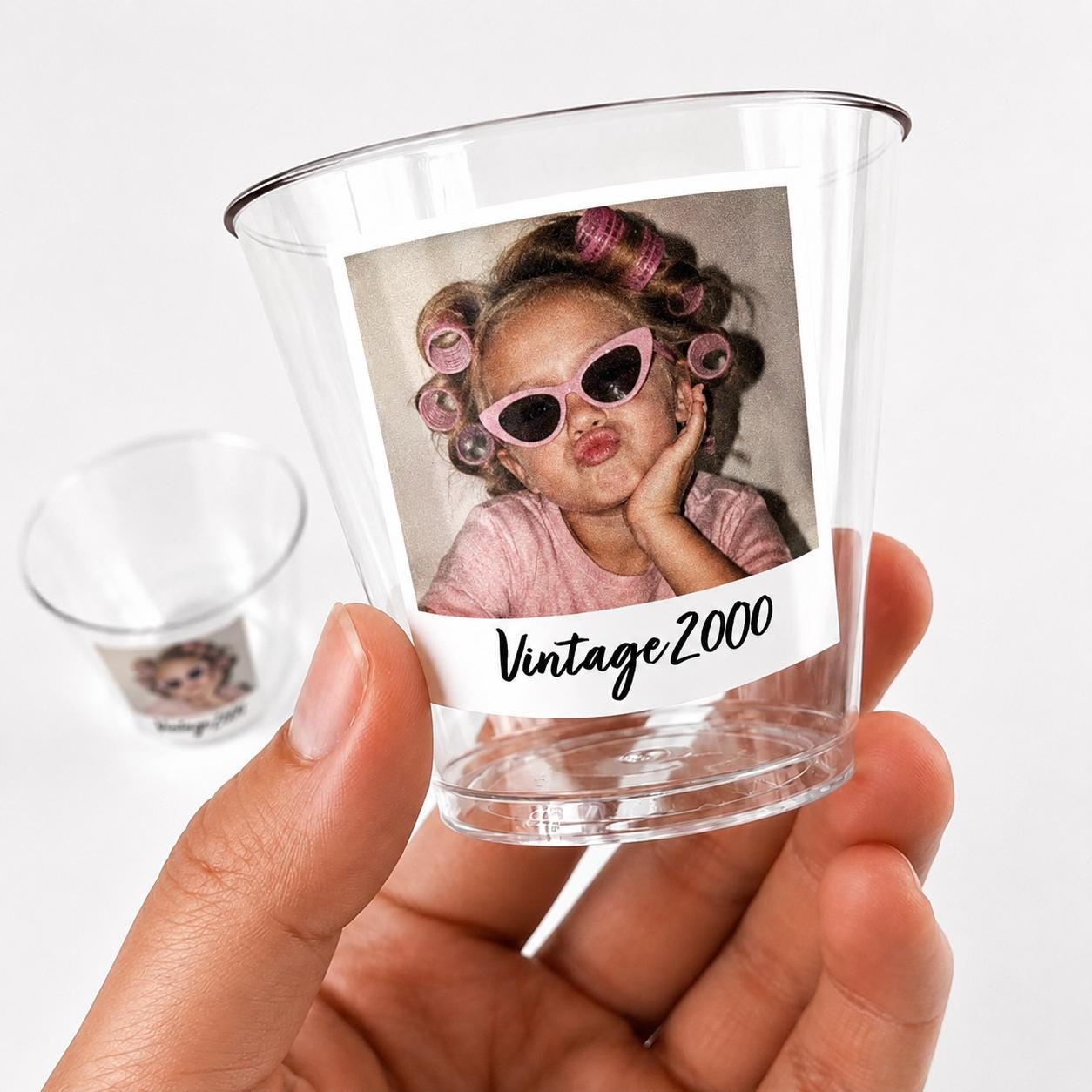 Custom Photo Shot Glasses 5oz Personalized Plastic Cocktail Cups– Add Your Photo & Text for Birthday Party Bachelorette Bachelor Bridal Cups