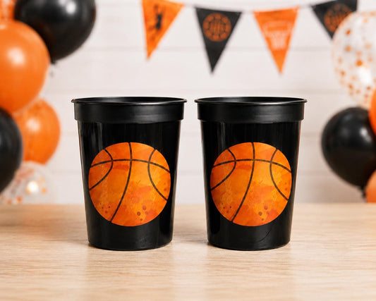 BASKETBALL PARTY CUPS - Basketball Birthday Cups Basketball Cups Basketball Favors Basketball Party Sports Party Cups Sports Birthday
