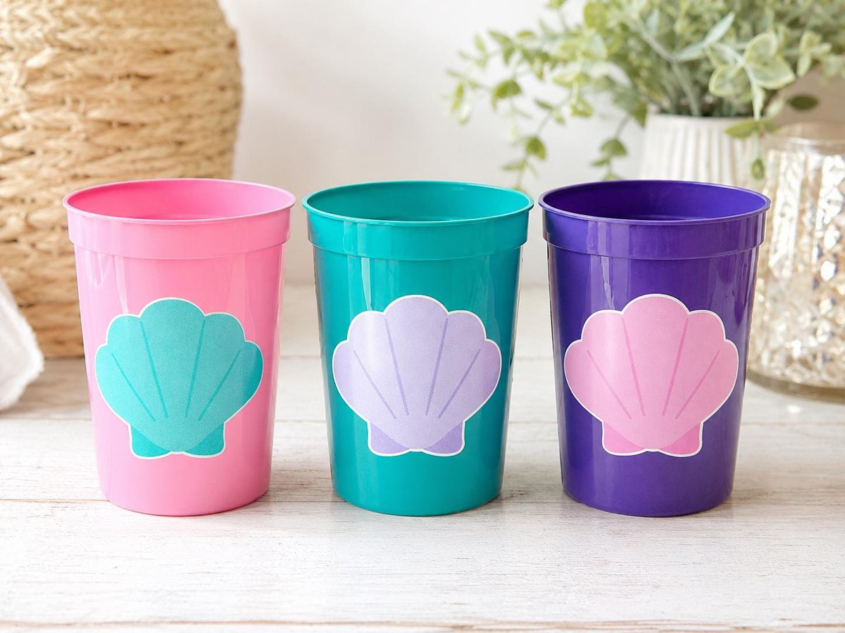 MERMAID PARTY CUPS Seashell Party Cups Mermaid Birthday Cups Mermaid Party Cups Mermaid Party Decorations Mermaid Party Favors Under The Sea
