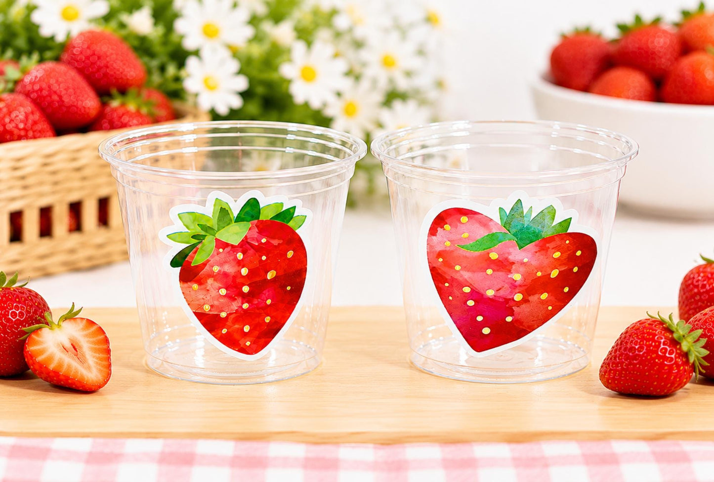 STRAWBERRY PARTY CUPS - Strawberry Birthday Cups Strawberry Cups First Birthday Strawberry Party Decorations Strawberry Baby Shower