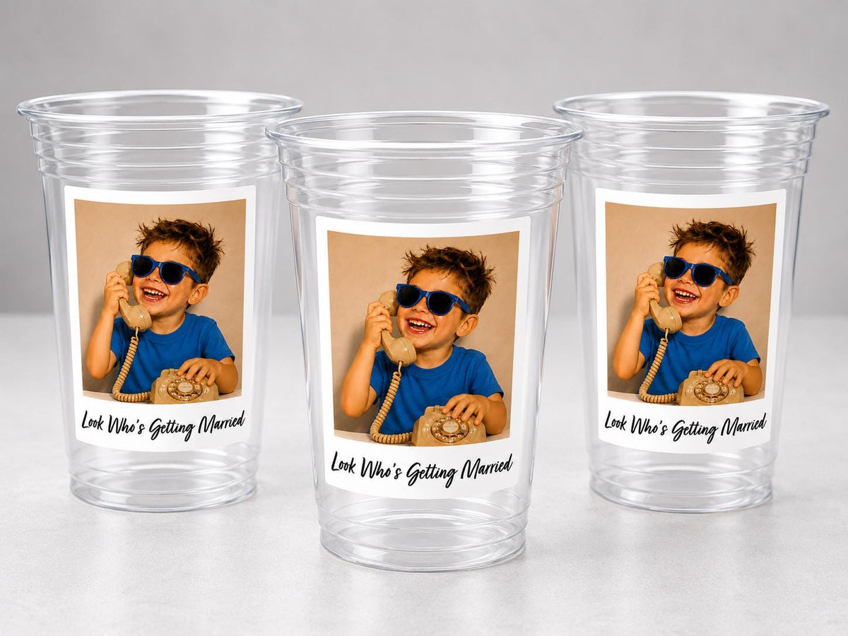 Look Who's 40 Custom Photo Cups, Personalized 40th Birthday Party Cups with Picture, Funny 40th Birthday Favors, Retro 40th, Birthday Decor
