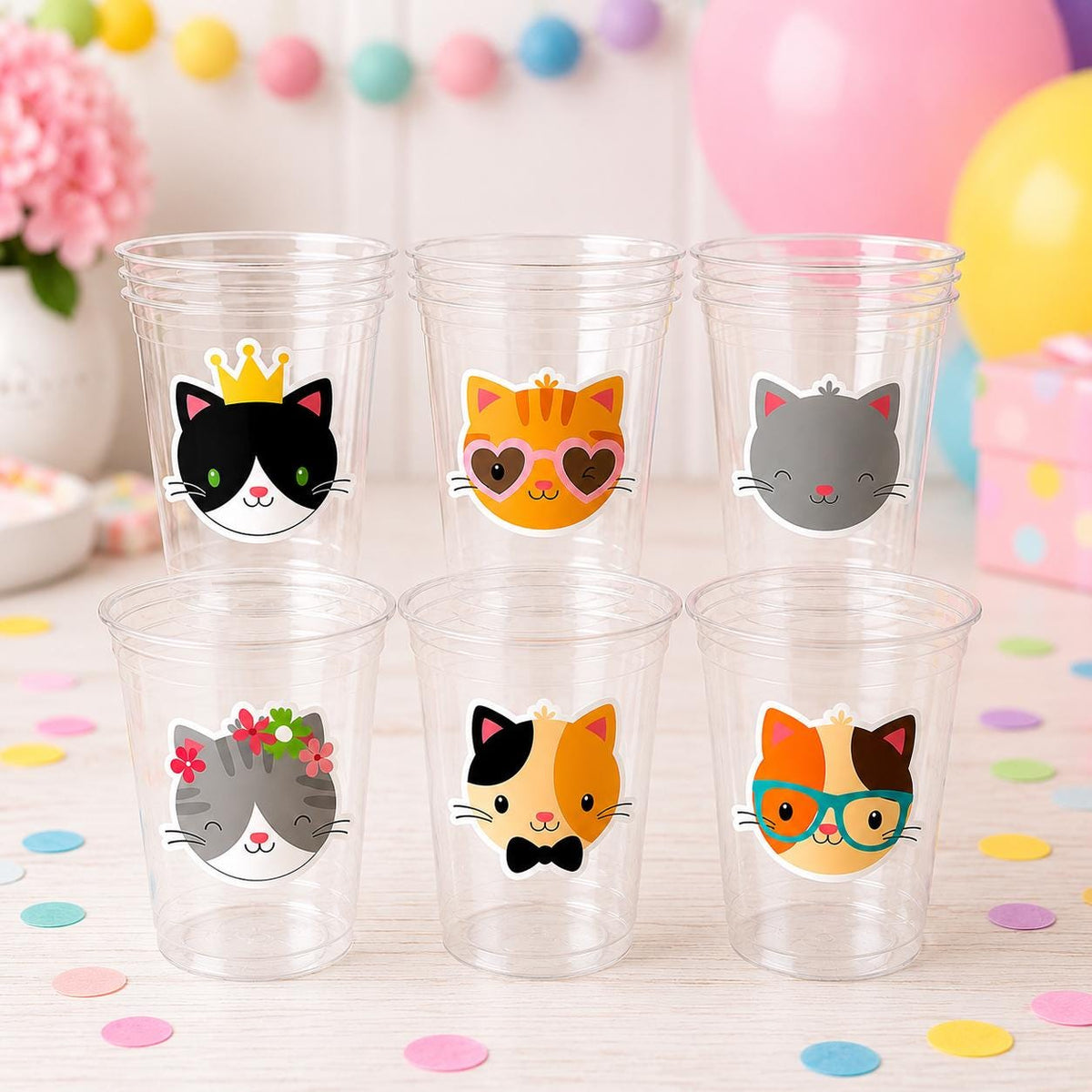 Cat Party Cups, Cat Birthday Cups, Cat Party, Cat Treat Cups, Cat Party Cups, Cat Decorations, Cat Cups, Kitty Party Cups, Cat Party Favors