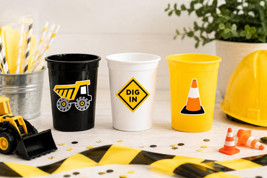 CONSTRUCTION PARTY CUPS - Construction Truck Cups Construction Truck Cups Construction Birthday Construction Party Construction Decorations