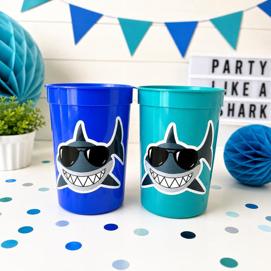 SHARK PARTY CUPS - Shark Treat Cups Shark Birthday Cups Shark Birthday Party Cups Shark Party Favors Shark Party Supplies Shark Decorations
