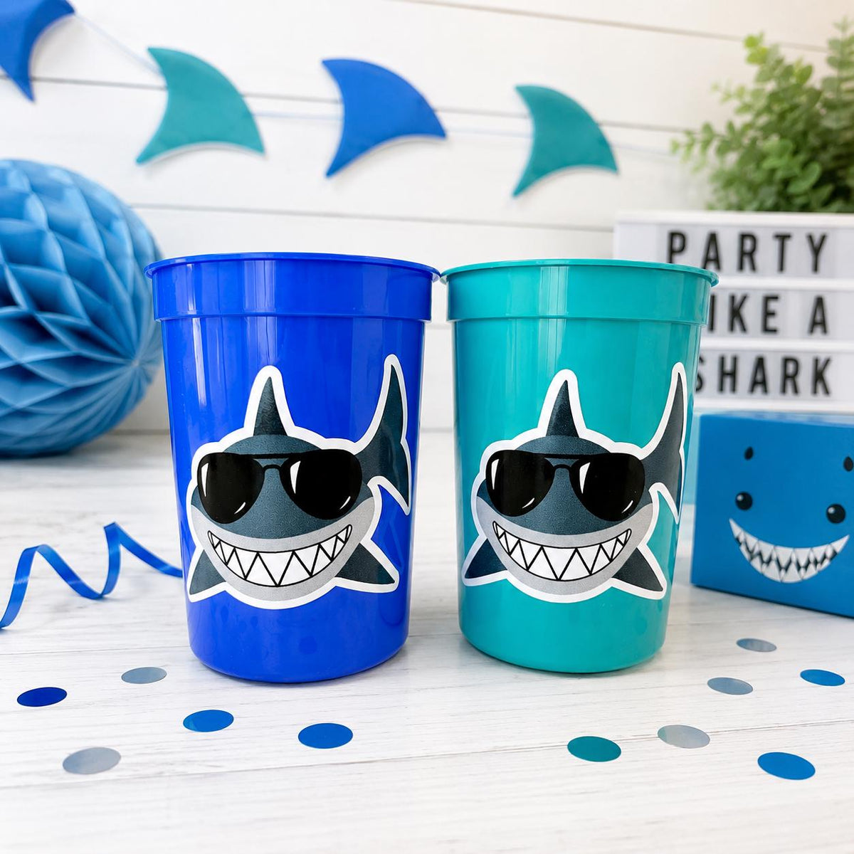 SHARK PARTY CUPS - Shark Treat Cups Shark Birthday Cups Shark Birthday Party Cups Shark Party Favors Shark Party Supplies Shark Decorations
