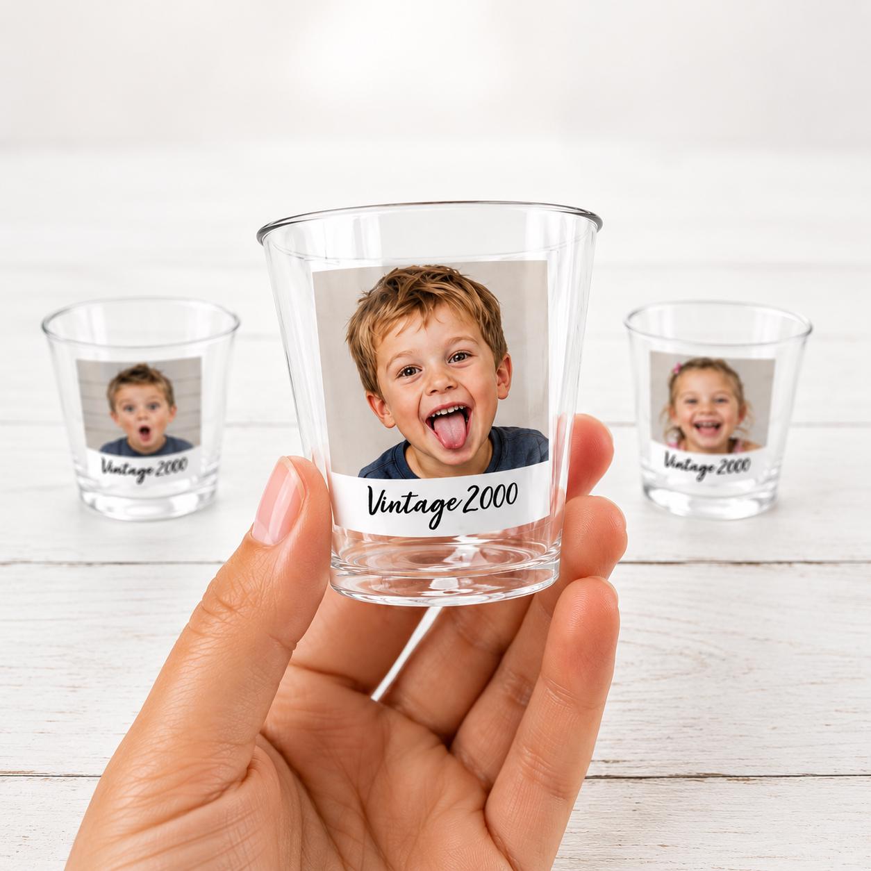 Custom Photo Shot Glasses 5oz Personalized Plastic Cocktail Cups– Add Your Photo & Text for Birthday Party Bachelorette Bachelor Bridal Cups