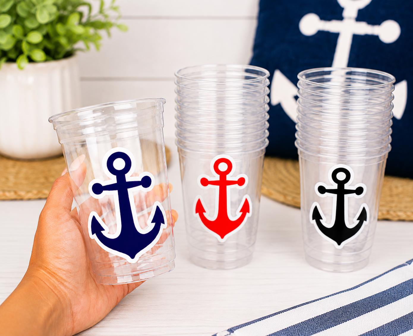 Nautical Anchor Party Cups | Personalized Coastal Wedding Cups | Nautical Bride, Bachelorette, Baby Shower, Birthday, Beach Party Favors