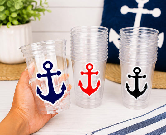 Nautical Anchor Party Cups | Personalized Coastal Wedding Cups | Nautical Bride, Bachelorette, Baby Shower, Birthday, Beach Party Favors