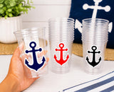 Nautical Anchor Party Cups | Personalized Coastal Wedding Cups | Nautical Bride, Bachelorette, Baby Shower, Birthday, Beach Party Favors