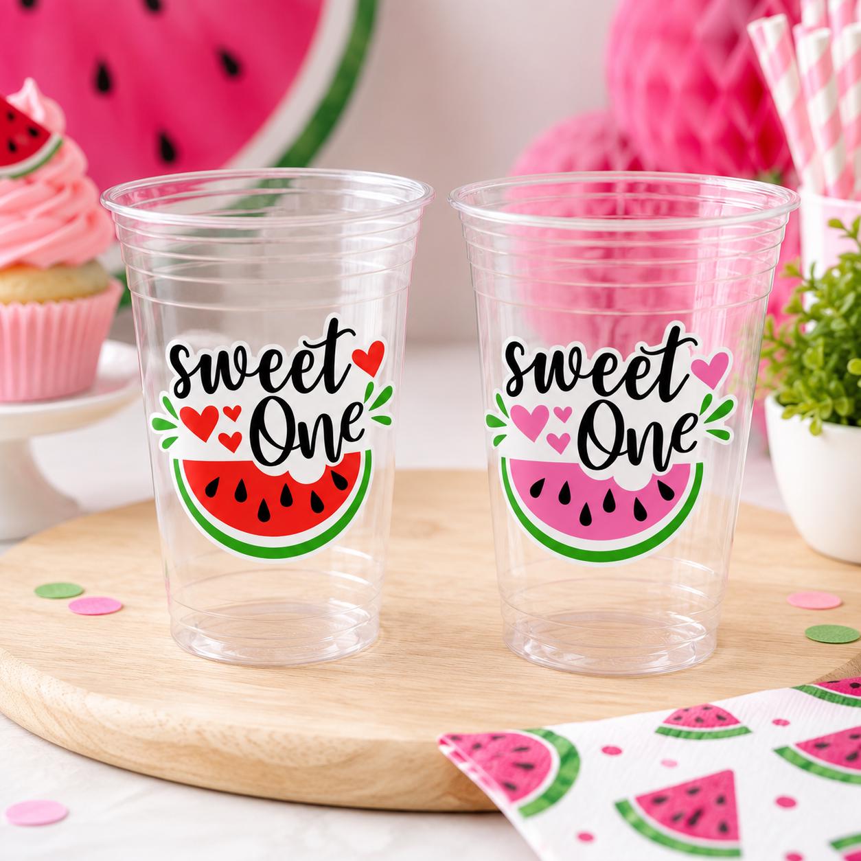 WATERMELON PARTY CUPS - Watermelon Party Favors Watermelon Treat Cups Watermelon Birthday One in a Melon First Birthday 1st Birthday