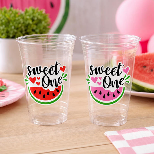 WATERMELON PARTY CUPS - Watermelon Party Favors Watermelon Treat Cups Watermelon Birthday One in a Melon First Birthday 1st Birthday