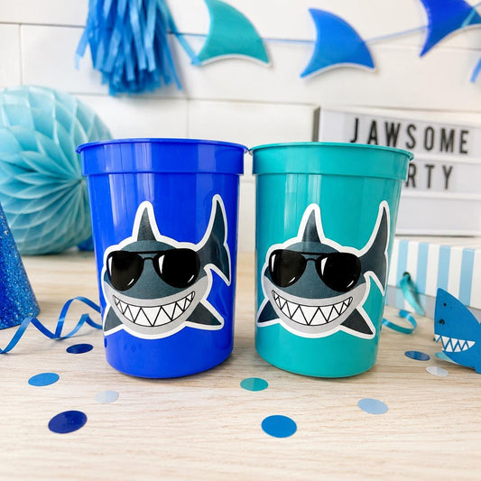 SHARK PARTY CUPS - Shark Treat Cups Shark Birthday Cups Shark Birthday Party Cups Shark Party Favors Shark Party Supplies Shark Decorations