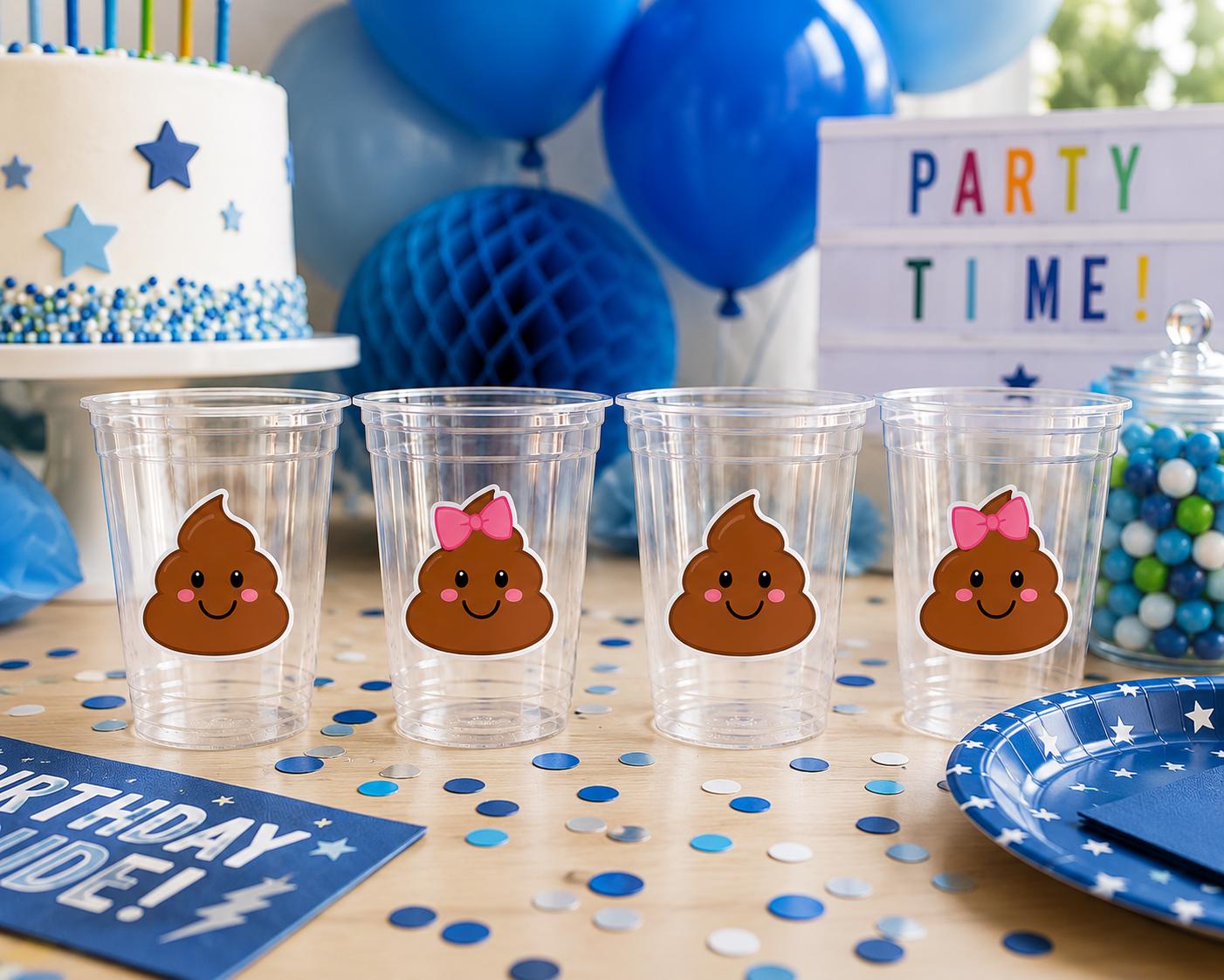 Poop Emoji Party Cups, Funny Birthday Cups, Cute Poop Cups, Emoji Birthday Decorations, Plastic Party Cups, Poop Emoji Party Favors Decor