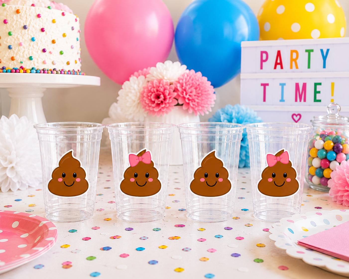 Poop Emoji Party Cups, Funny Birthday Cups, Cute Poop Cups, Emoji Birthday Decorations, Plastic Party Cups, Poop Emoji Party Favors Decor