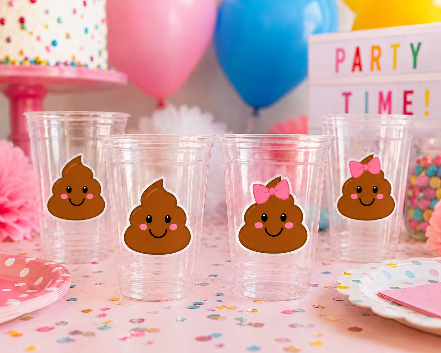 Poop Emoji Party Cups, Funny Birthday Cups, Cute Poop Cups, Emoji Birthday Decorations, Plastic Party Cups, Poop Emoji Party Favors Decor