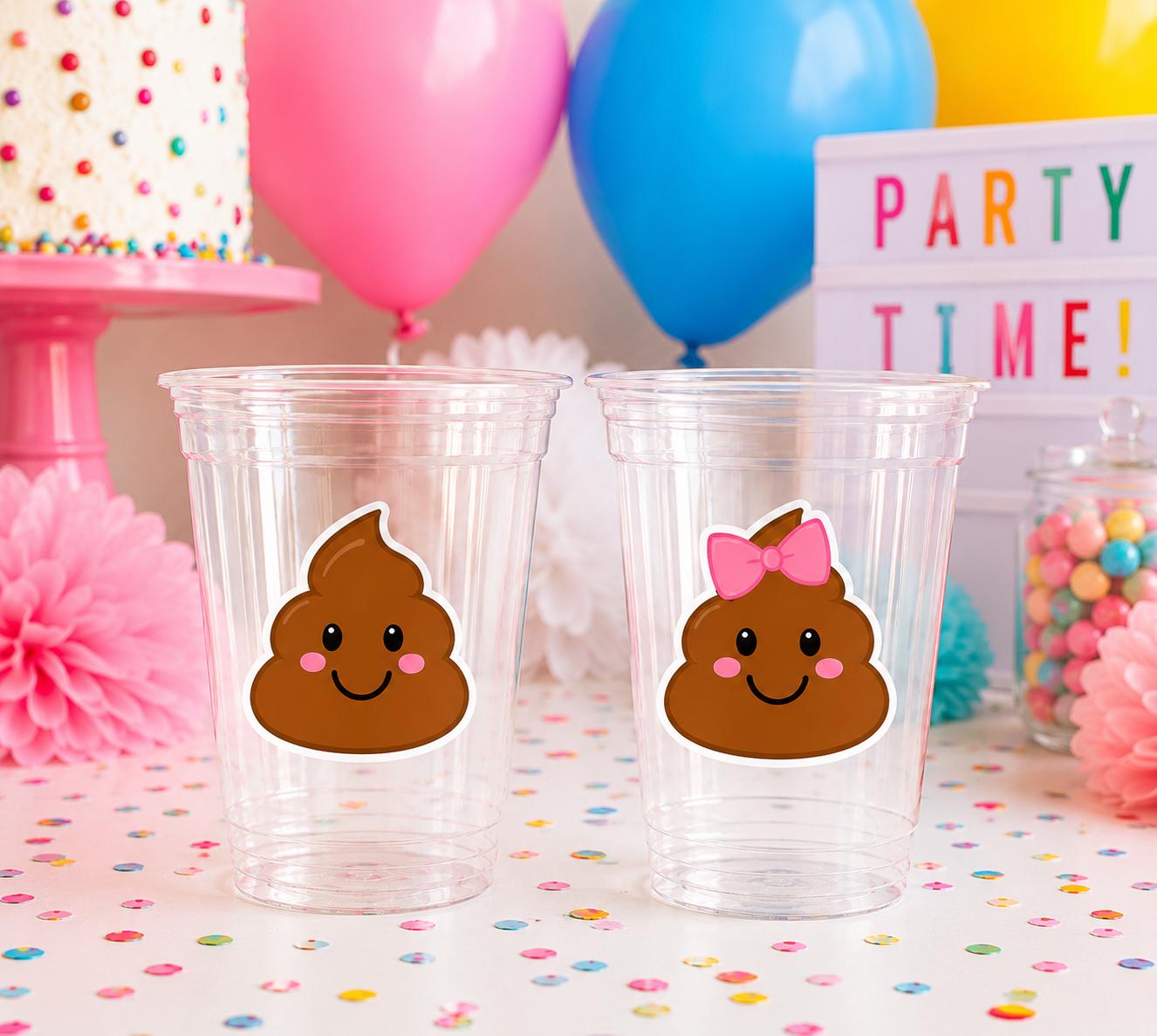 Poop Emoji Party Cups, Funny Birthday Cups, Cute Poop Cups, Emoji Birthday Decorations, Plastic Party Cups, Poop Emoji Party Favors Decor