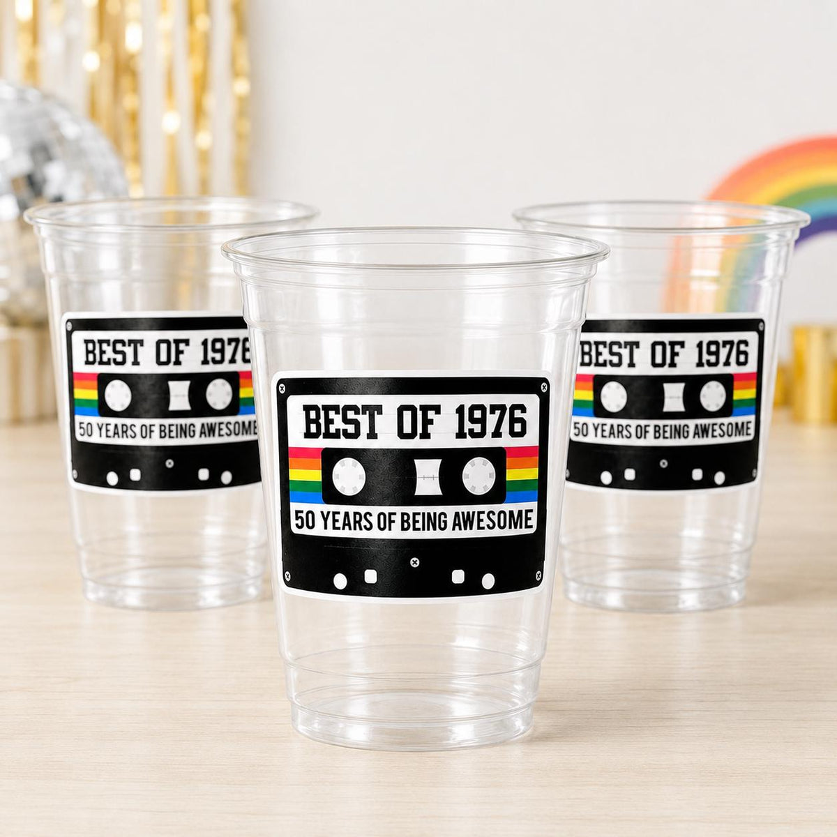 50th BIRTHDAY PARTY CUPS 50th Party Decorations 50th Party Favors 50th Birthday Cassette Tape Cups Best of 1975 Birthday Party Vintage 1975