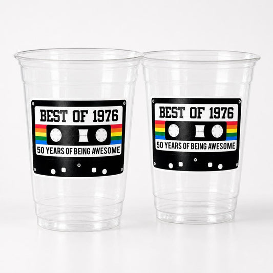 50th BIRTHDAY PARTY CUPS 50th Party Decorations 50th Party Favors 50th Birthday Cassette Tape Cups Best of 1975 Birthday Party Vintage 1975