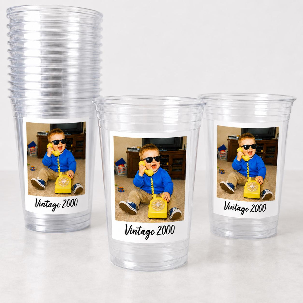 Custom Photo Cups 16oz Personalized Party Cups with Picture and text | Vintage Year Birthday Decorations | Custom Birthday Cups | Ships Fast