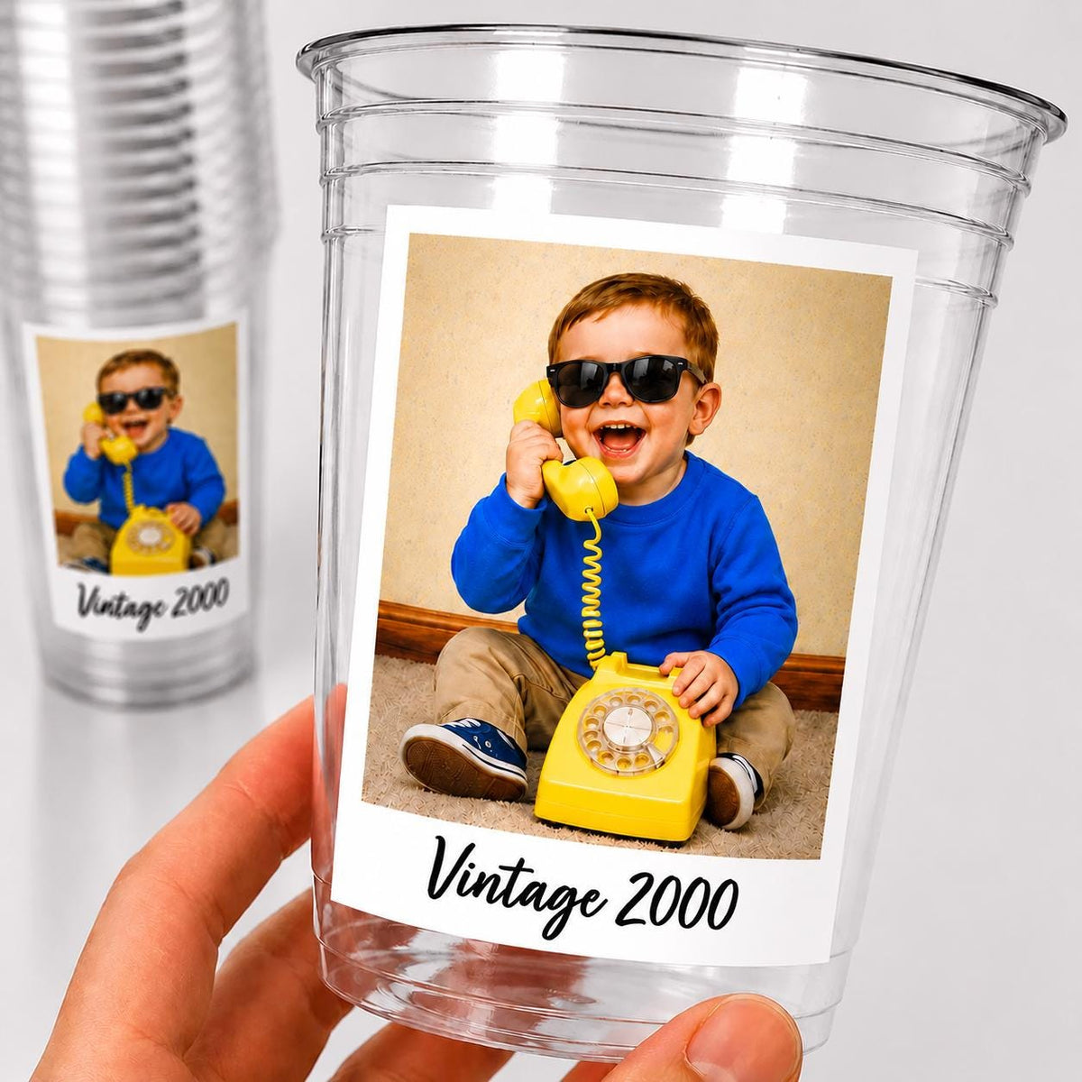 Custom Photo Cups 16oz Personalized Party Cups with Picture and text | Vintage Year Birthday Decorations | Custom Birthday Cups | Ships Fast