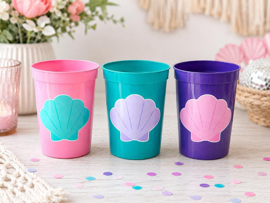 MERMAID PARTY CUPS Seashell Party Cups Mermaid Birthday Cups Mermaid Party Cups Mermaid Party Decorations Mermaid Party Favors Under The Sea