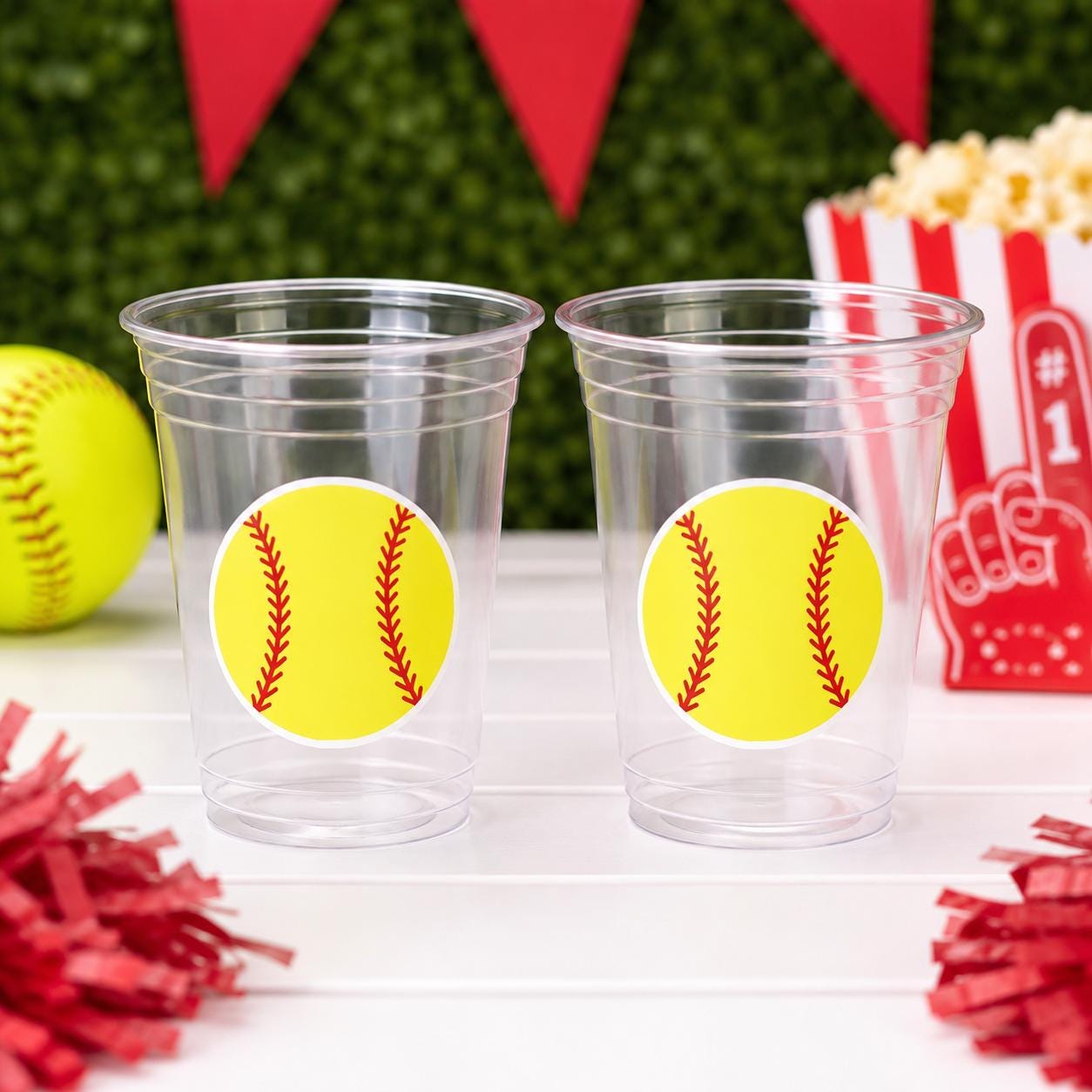 Softball PARTY CUPS - Softball Cups Softball Party Cups Softball Birthday Cups Softball Cups Sports Party Cups Favors Softball Team Gifts