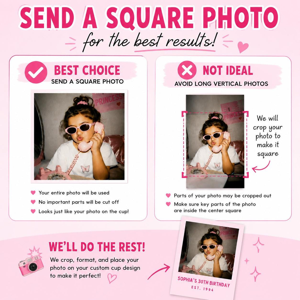 Personalized Photo Stickers | Custom Picture Stickers with Name & Year | Face Stickers | Birthday Party Favors | Custom Party Favor Stickers