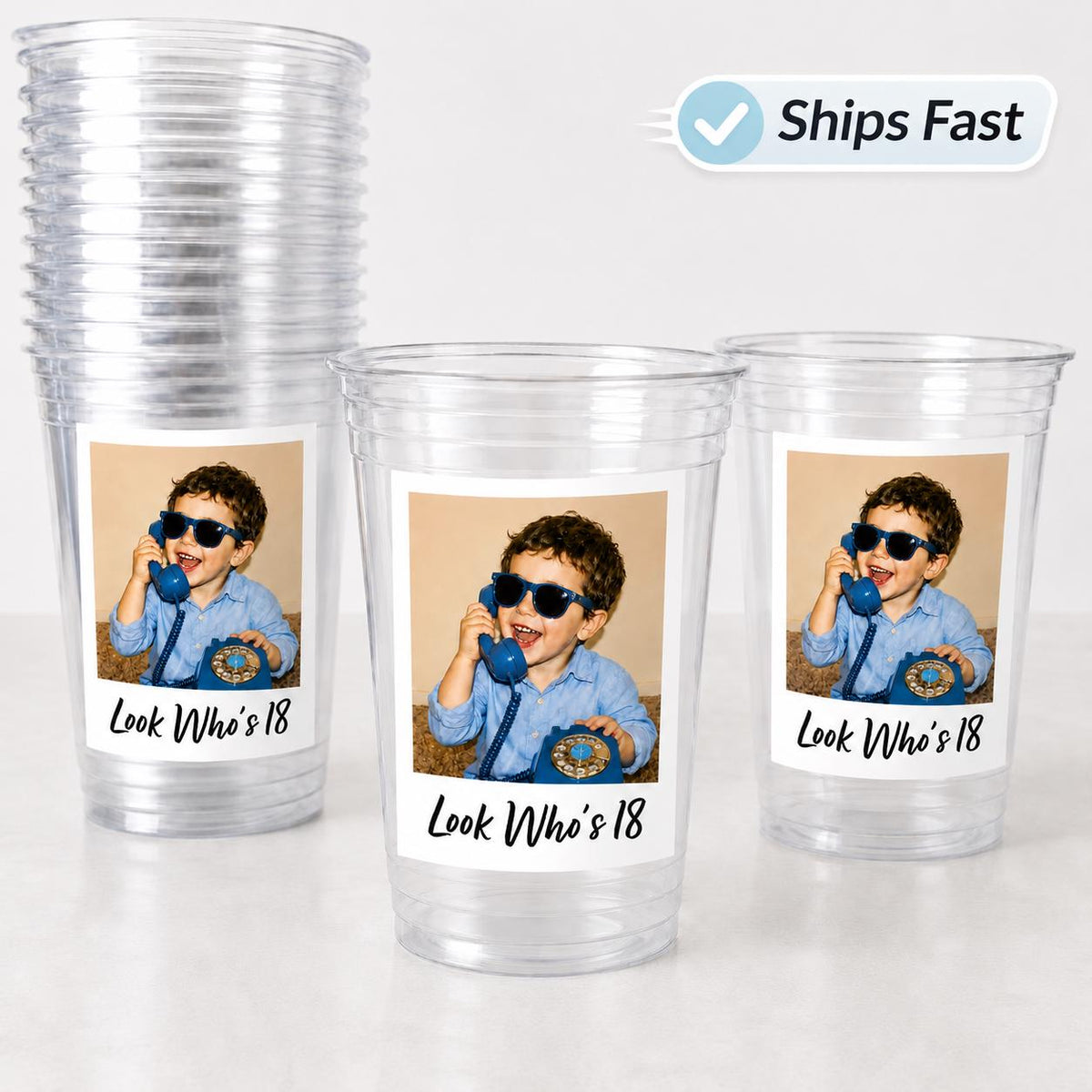 Personalized 18th Birthday Photo Cups, Look Who’s 18 Cups, Custom Photo Party Cups, 18th Birthday Party Favors, 18th Party Supplies Decor