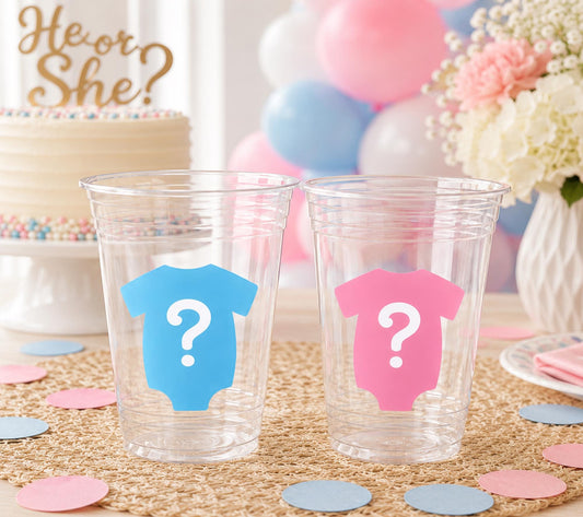 GENDER REVEAL Party Cups - Pink and Blue Party Cups Gender Reveal Party Favors One Piece Gender Reveal Gender Reveal Decorations Baby Shower
