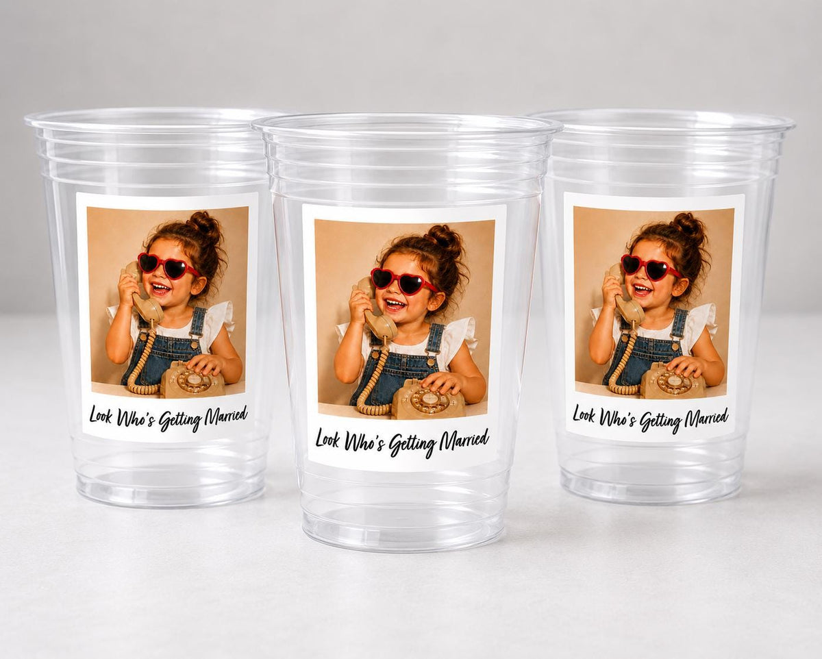 Wedding Cups Personalized, Personalized Wedding Cups, Custom Wedding Photo Cups, Bridal Shower Plastic Cups, Bachelorette Party Favors Gifts
