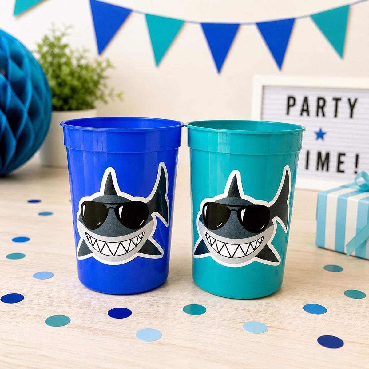 SHARK PARTY CUPS - Shark Treat Cups Shark Birthday Cups Shark Birthday Party Cups Shark Party Favors Shark Party Supplies Shark Decorations