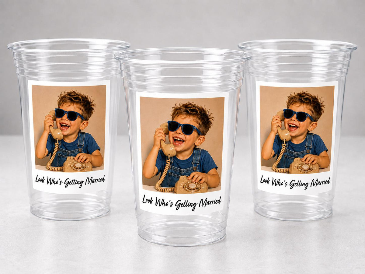 Wedding Cups Personalized, Personalized Wedding Cups, Custom Wedding Photo Cups, Ring Bearer Cups, Wedding Reception Favors, Plastic Cups