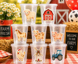 Farm Party Cups, Farm Animal Cups, Farm First Birthday, Barnyard Party Decorations, Farm Baby Shower, Birthday Favor Cups, Party Favor Cups
