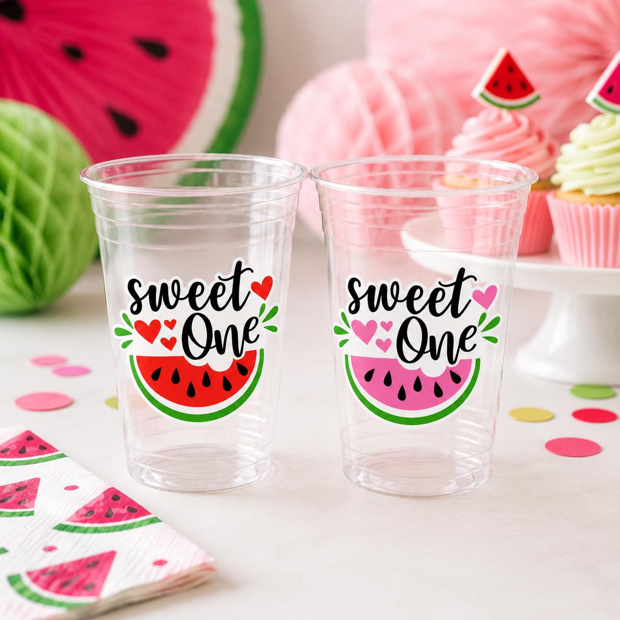 WATERMELON PARTY CUPS - Watermelon Party Favors Watermelon Treat Cups Watermelon Birthday One in a Melon First Birthday 1st Birthday