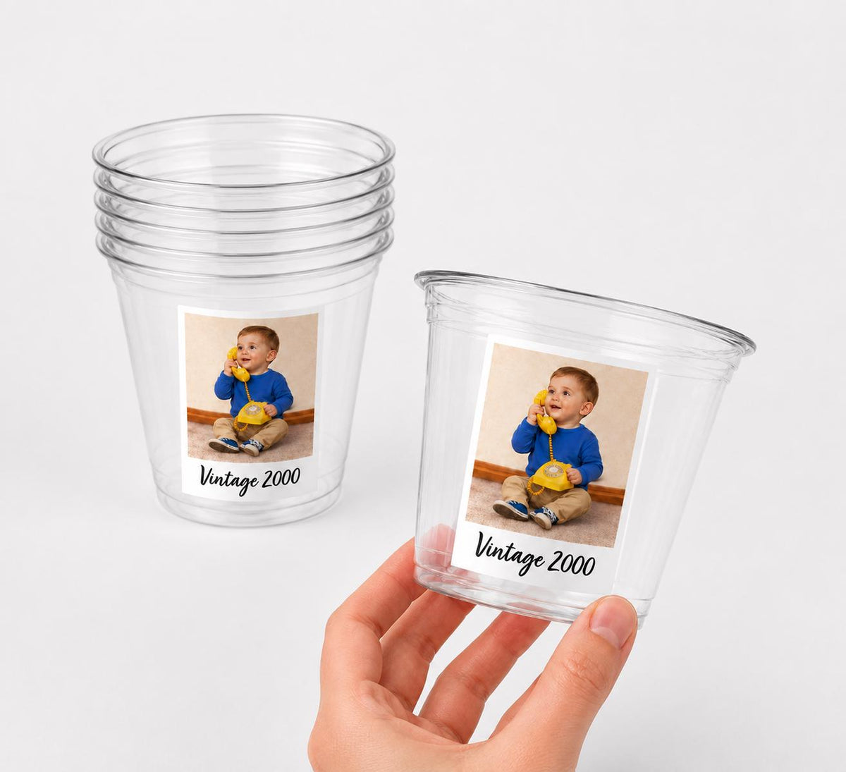 Custom Photo Cups 9oz Personalized Party Cups with Picture | Vintage Est Year Birthday Decorations | Custom Picture Cups | Photo Party Favor