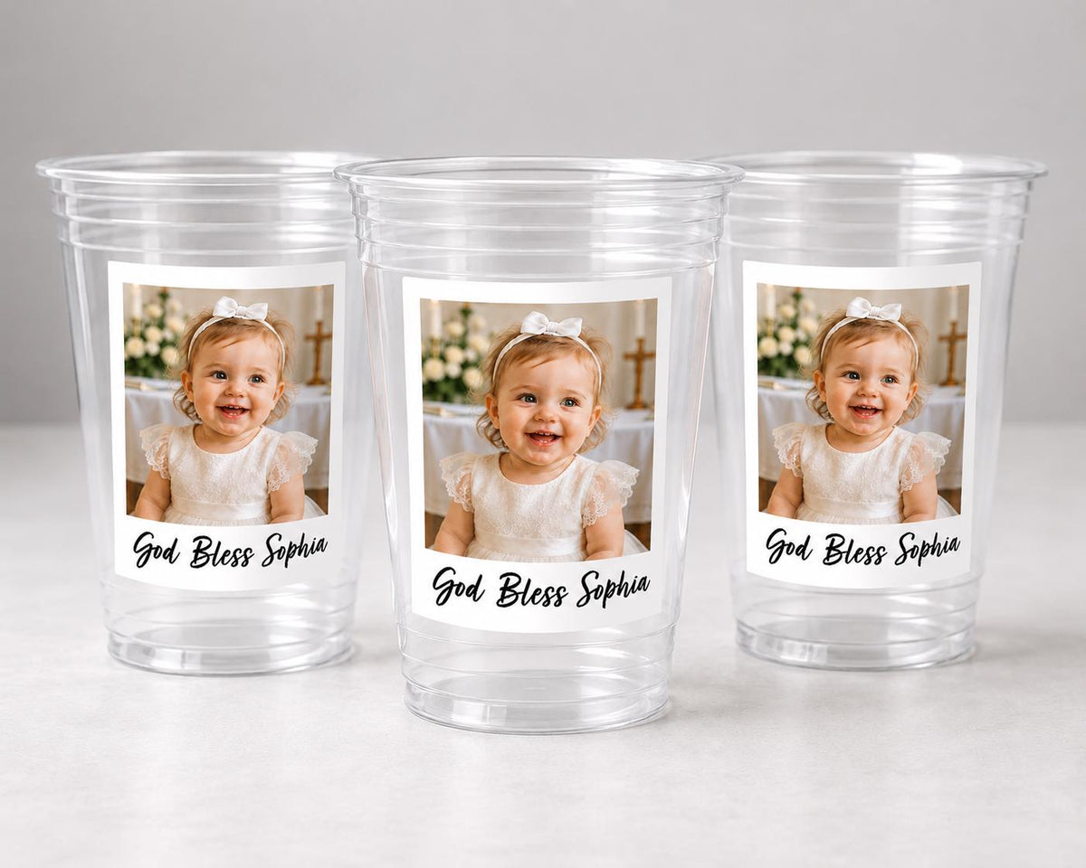 Personalized Baptism Cups with Photo, Baptism Favors for Girls & Boys, Baptism Gift for Girl or Boy, Christening Favors, Baptism Decorations