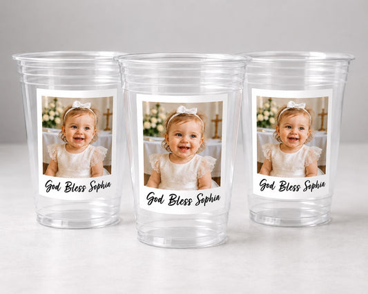 Personalized Baptism Cups with Photo, Baptism Favors for Girls & Boys, Baptism Gift for Girl or Boy, Christening Favors, Baptism Decorations