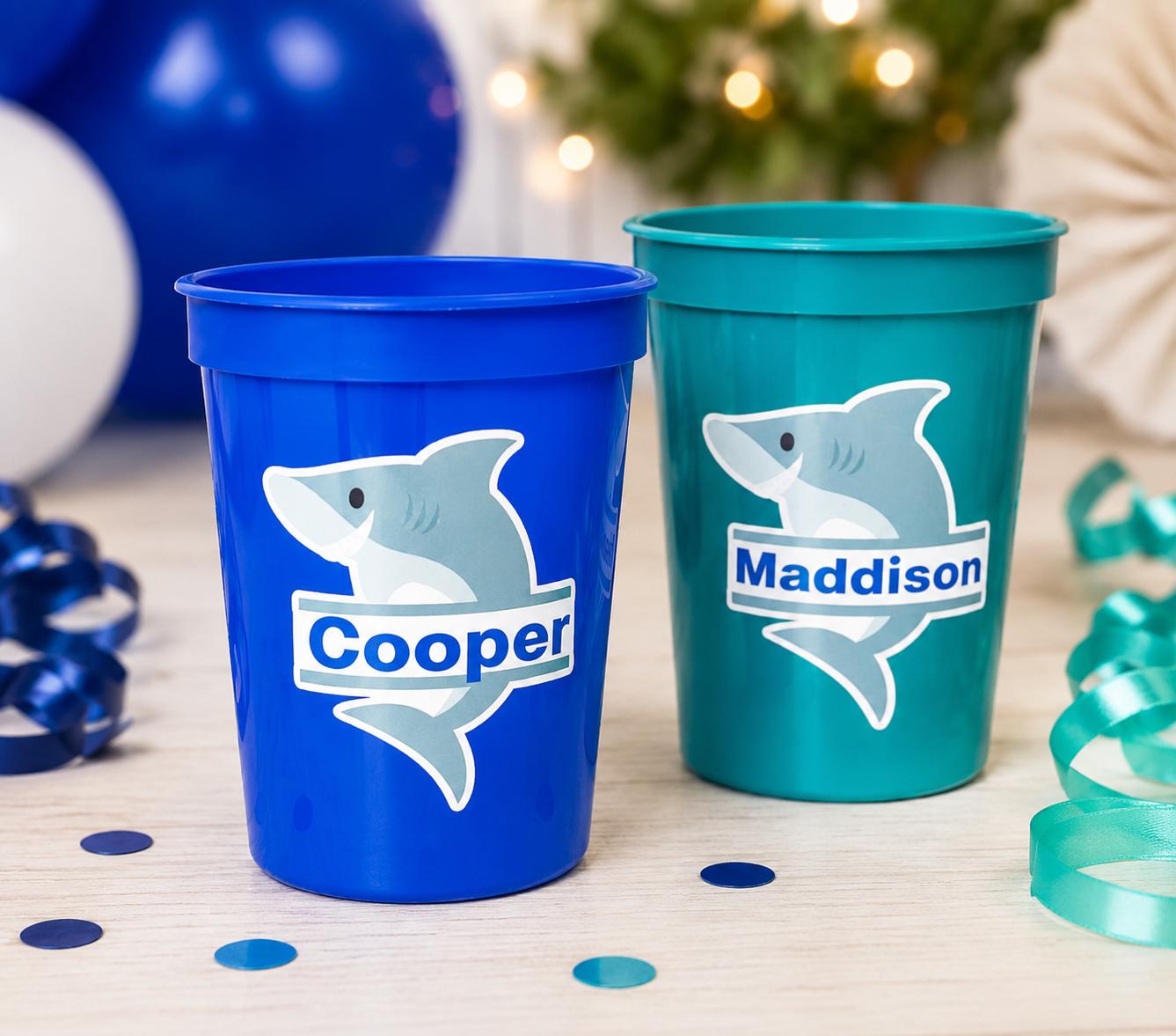SHARK PARTY CUPS - Shark Treat Cups Shark Birthday Cups Shark Birthday Party Cups Shark Party Favors Shark Party Supplies Shark Decorations