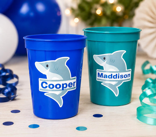 SHARK PARTY CUPS - Shark Treat Cups Shark Birthday Cups Shark Birthday Party Cups Shark Party Favors Shark Party Supplies Shark Decorations