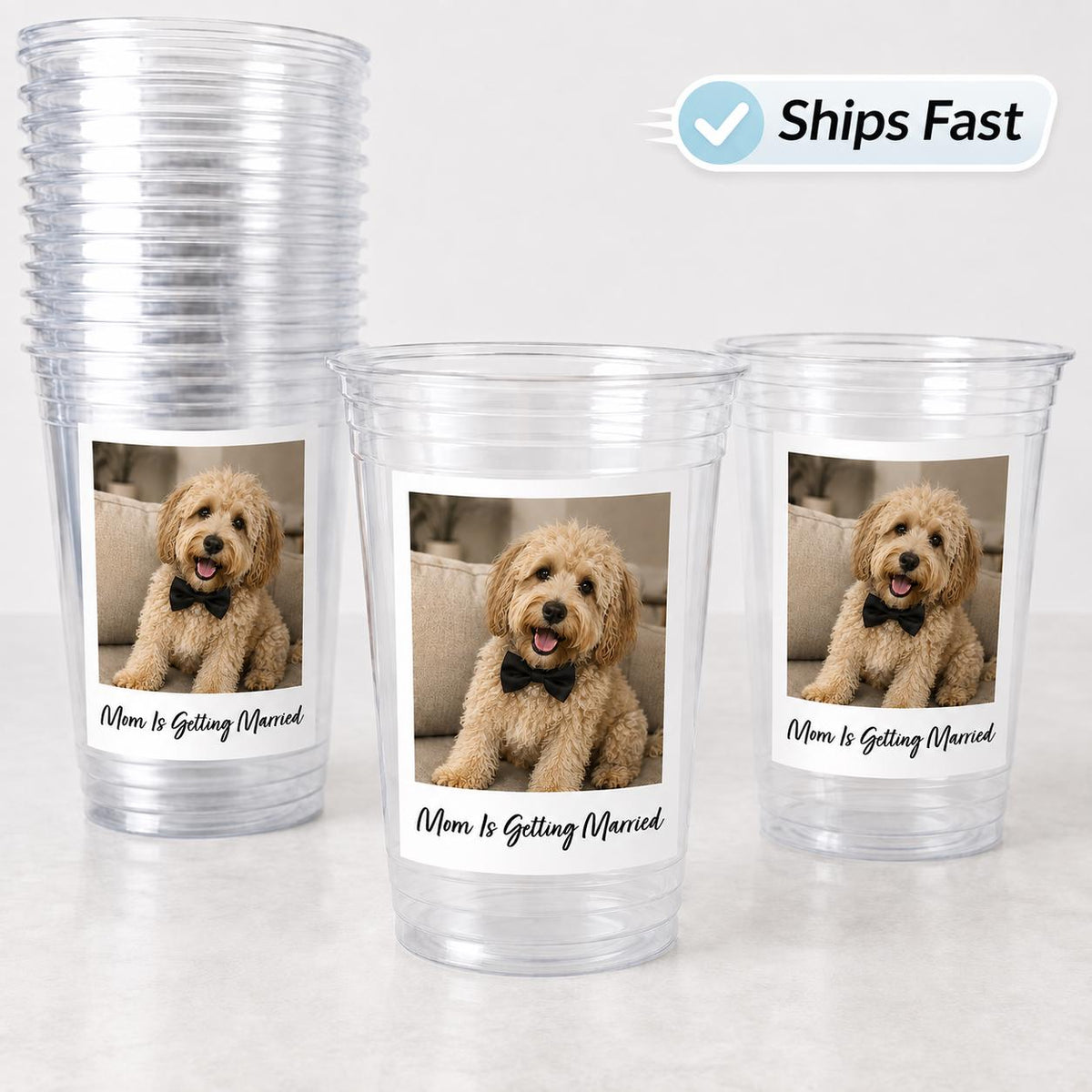 Dog Wedding Favors, Mom Is Getting Married Cups, Personalized Pet Photo Cups, Wedding Favors with Dog, Custom 16oz Party Cups, Dog Photo Cup